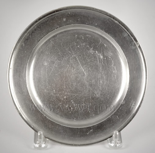 Pewter Plate, Richard Lee (1788 to 1820) or Richard Lee Jr. (1795 to 1816)
Springfield, Vermont (Also, Massachusetts and New Hampshire)
Jacobs 199, entire view